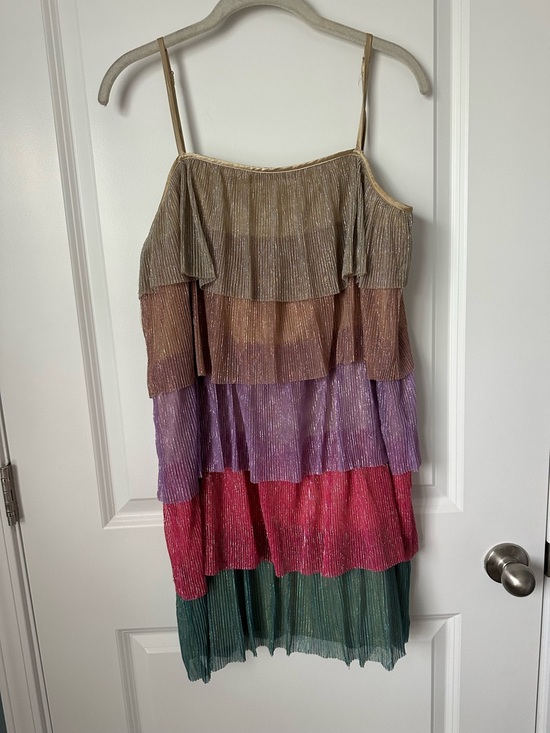 Dresses & Skirts - Tiered Metallic Rainbow mini Dress